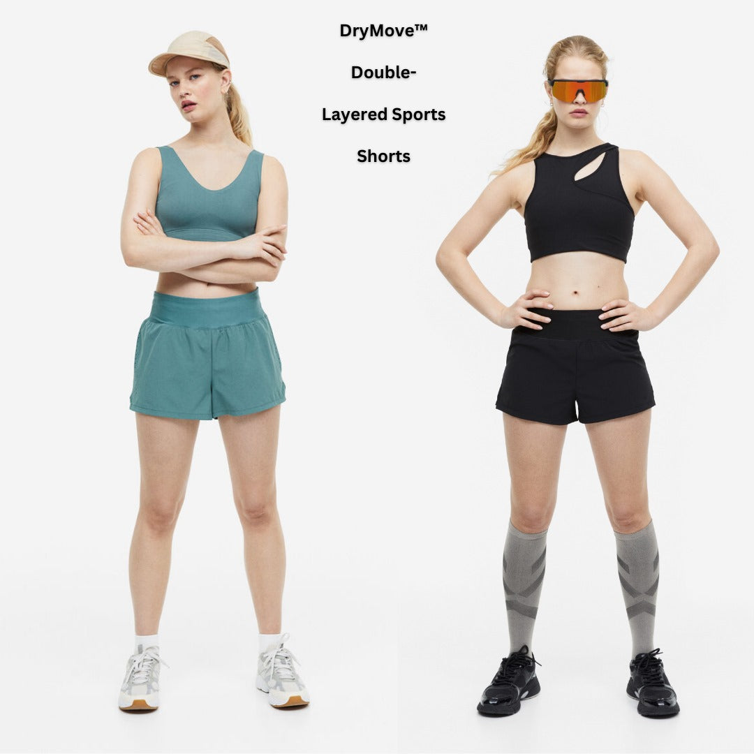 Celana Pendek Olahraga Wanita Stretch (HMP543 DBLAYER BLACK SHORT)