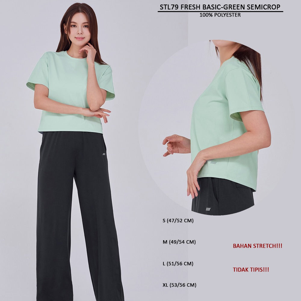 Atasan Kaos Wanita Lengan Pendek (STL79 FRESH BASIC SEMICROP)