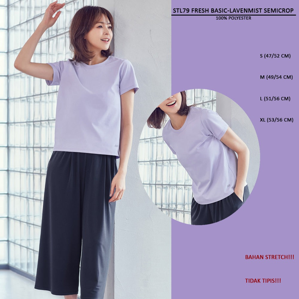 Atasan Kaos Wanita Lengan Pendek (STL79 FRESH BASIC SEMICROP)