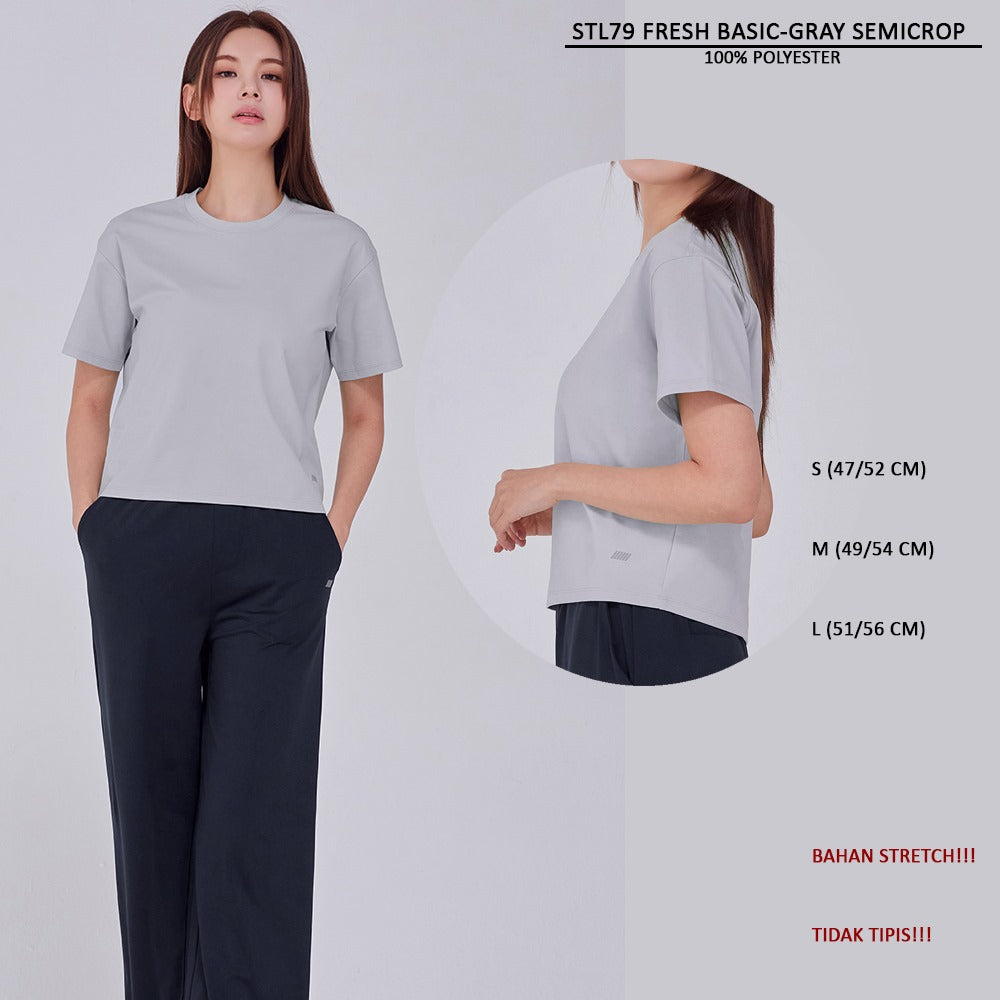 Atasan Kaos Wanita Lengan Pendek (STL79 FRESH BASIC SEMICROP)