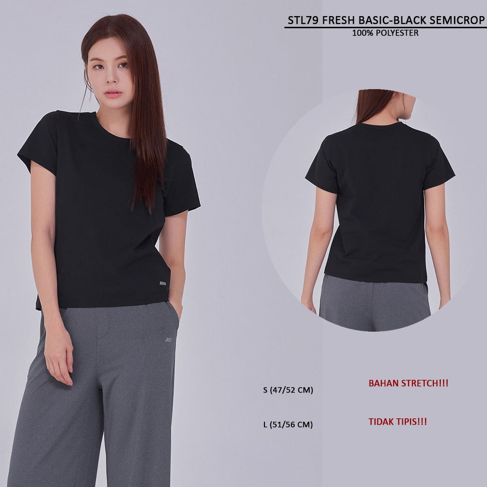 Atasan Kaos Wanita Lengan Pendek (STL79 FRESH BASIC SEMICROP)