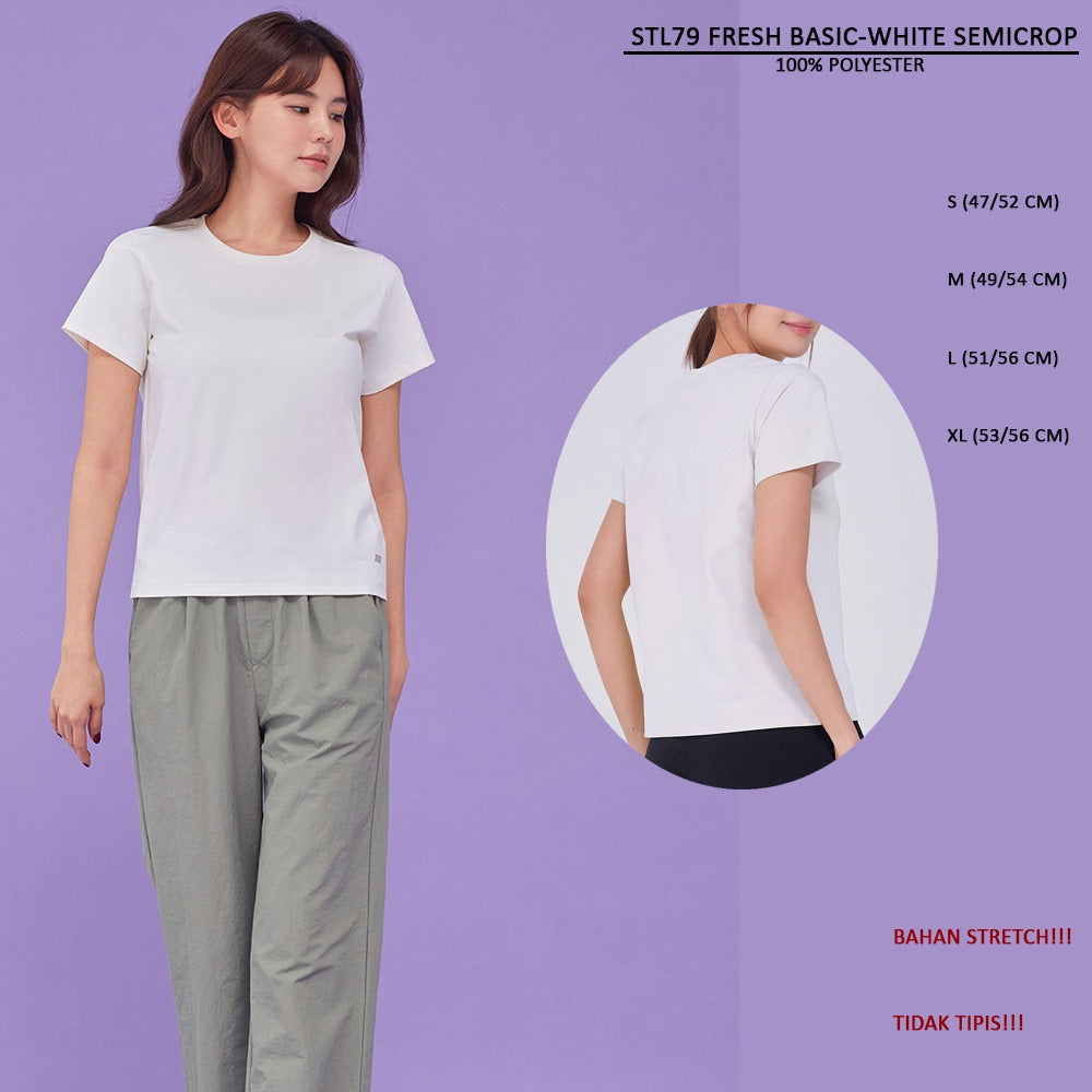 Atasan Kaos Wanita Lengan Pendek (STL79 FRESH BASIC SEMICROP)