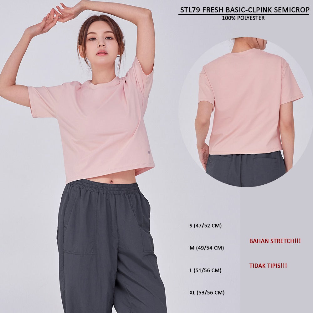 Atasan Kaos Wanita Lengan Pendek (STL79 FRESH BASIC SEMICROP)