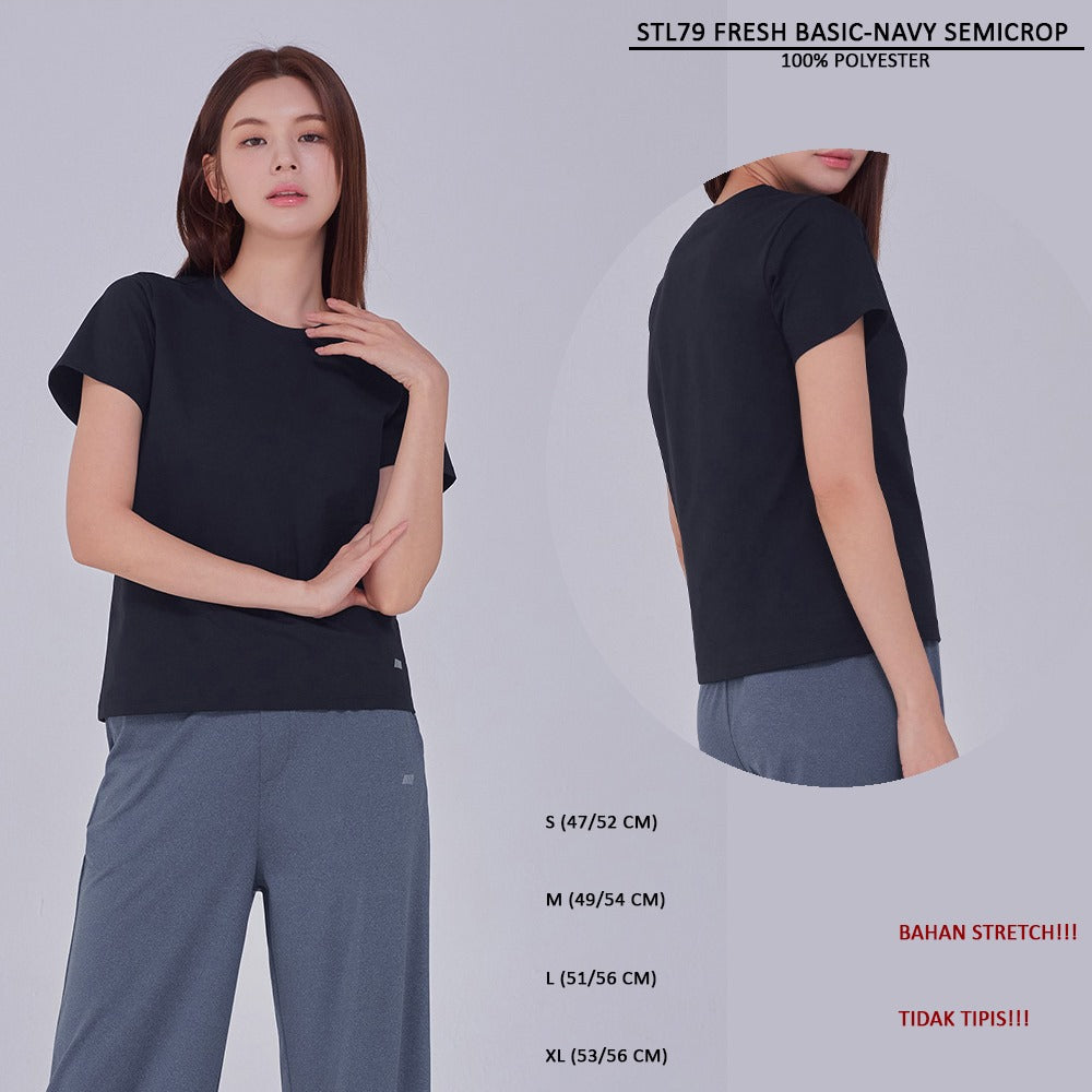 Atasan Kaos Wanita Lengan Pendek (STL79 FRESH BASIC SEMICROP)