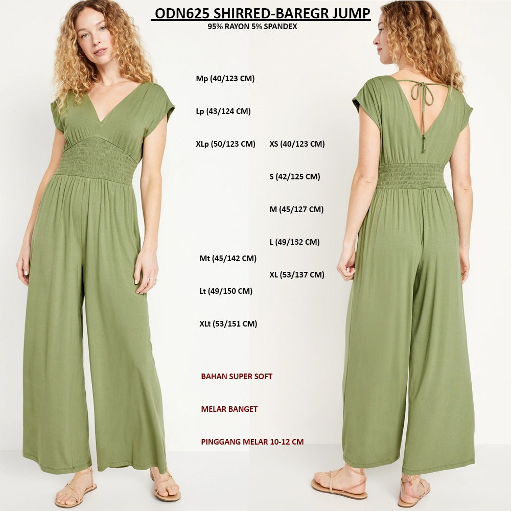 Jumpsuit Wanita Tanpa Lengan Bahan Melar (ODN625 SHIRRED JUMP)