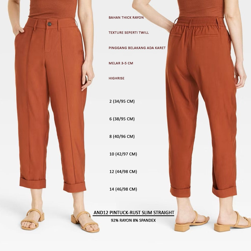 Celana Panjang Wanita Highrise (AND12 PINTUCK SLIM STRAIGHT)
