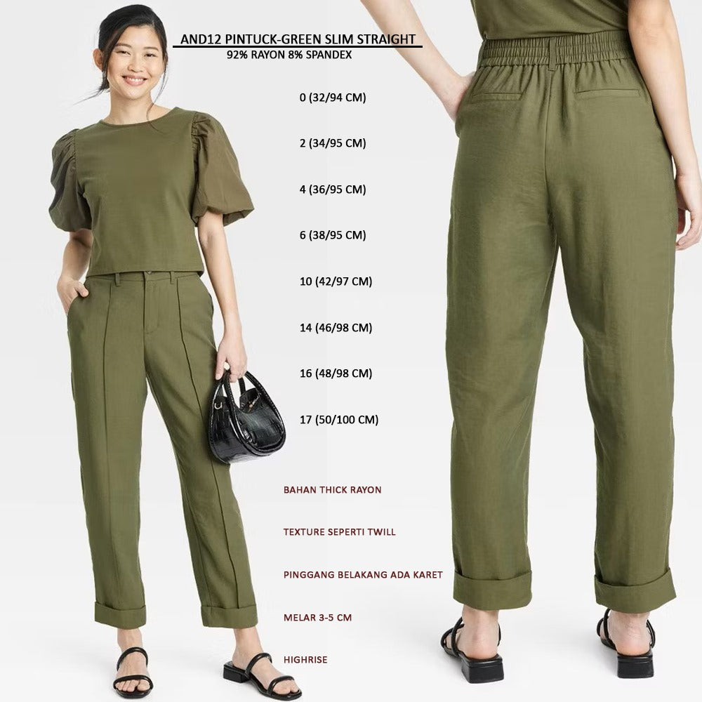 Celana Panjang Wanita Highrise (AND12 PINTUCK SLIM STRAIGHT)