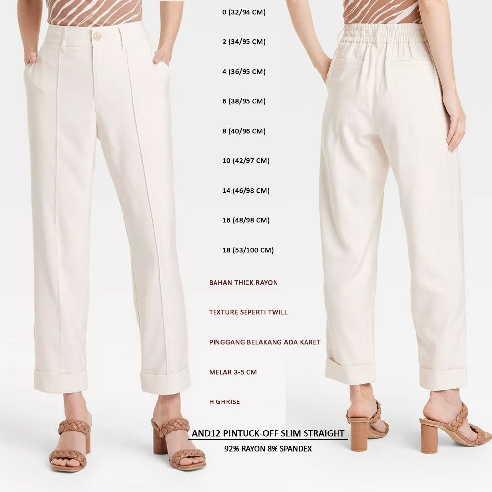 Celana Panjang Wanita Highrise (AND12 PINTUCK SLIM STRAIGHT)