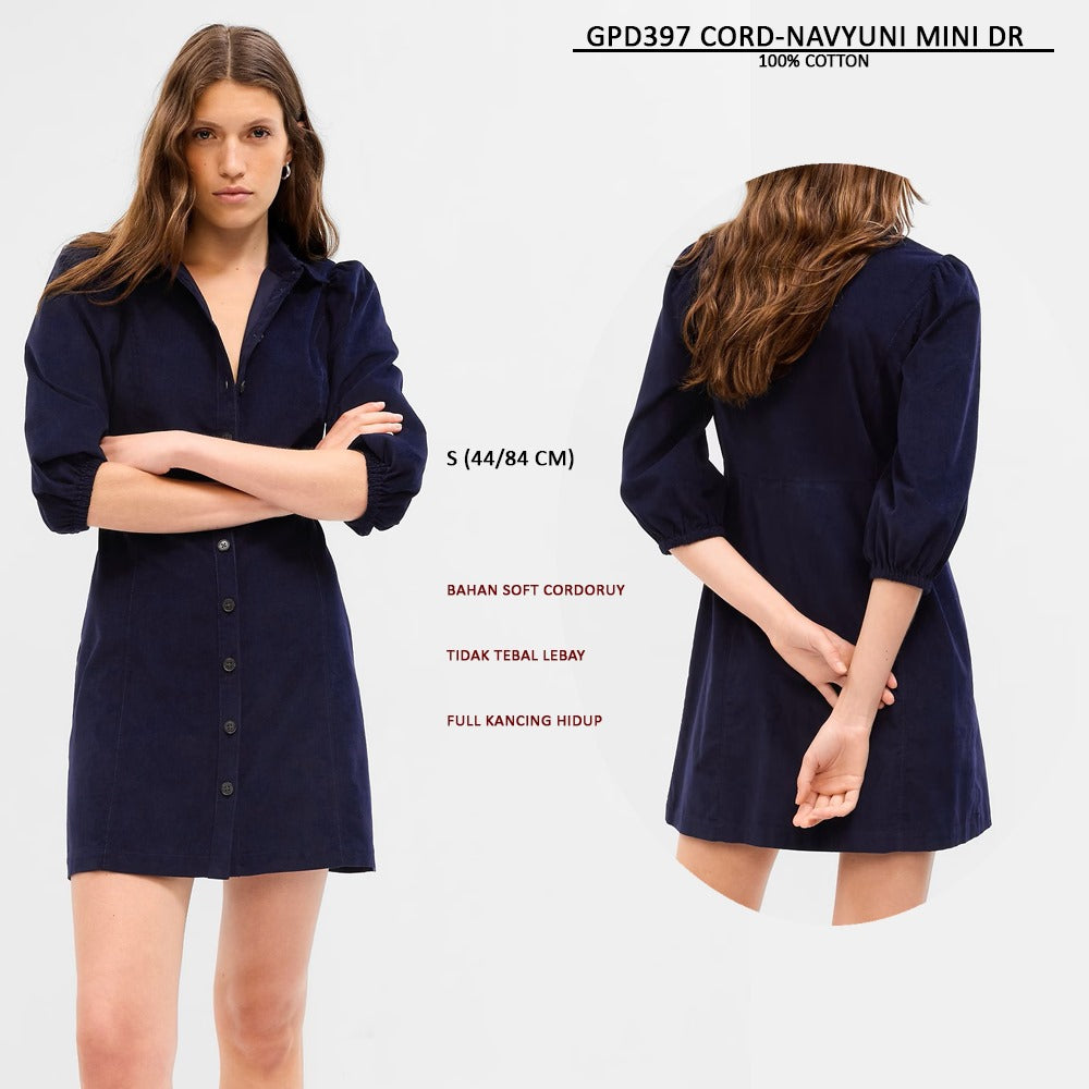 Dress Mini Wanita Lengan Pendek Cordoruy (GPD397 CORD MINI DR)