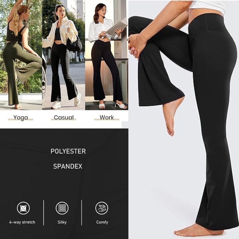Celana Panjang Wanita Highwaist (AERP110 FLEX-BLACK CROSS FLARE)