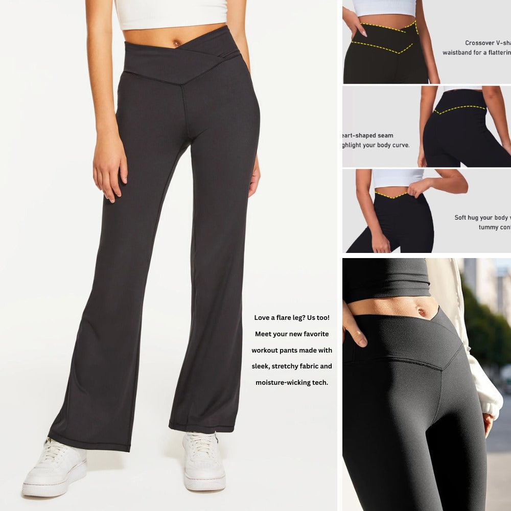 Celana Panjang Wanita Highwaist (AERP110 FLEX-BLACK CROSS FLARE)