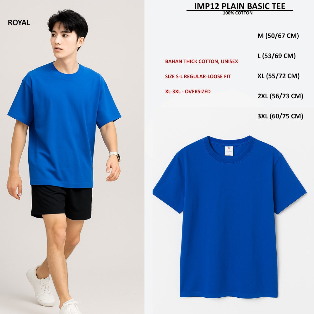 Atasan Kaos Pria/Unisex Lengan Pendek (IMP12 PLAIN BASIC TEE)