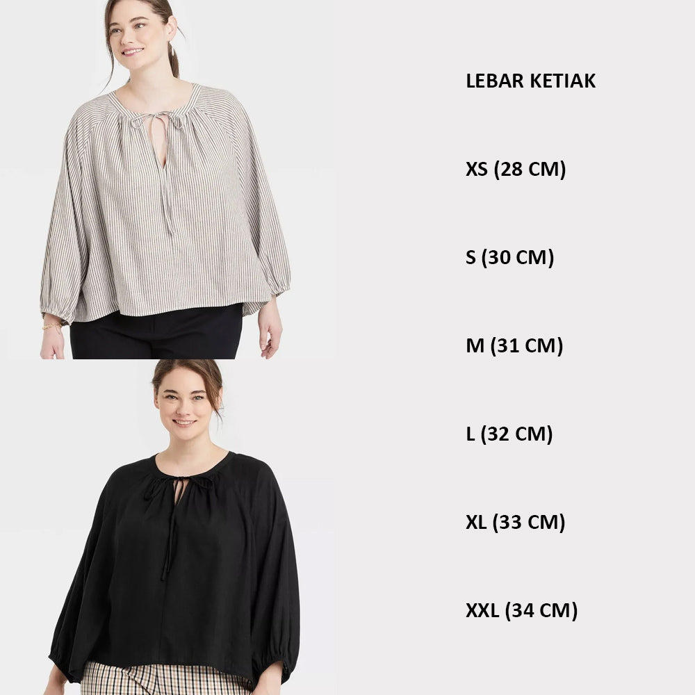 Atasan Wanita Lengan Panjang Soft Linen (AND13 RGL TIEFRONT TOP)