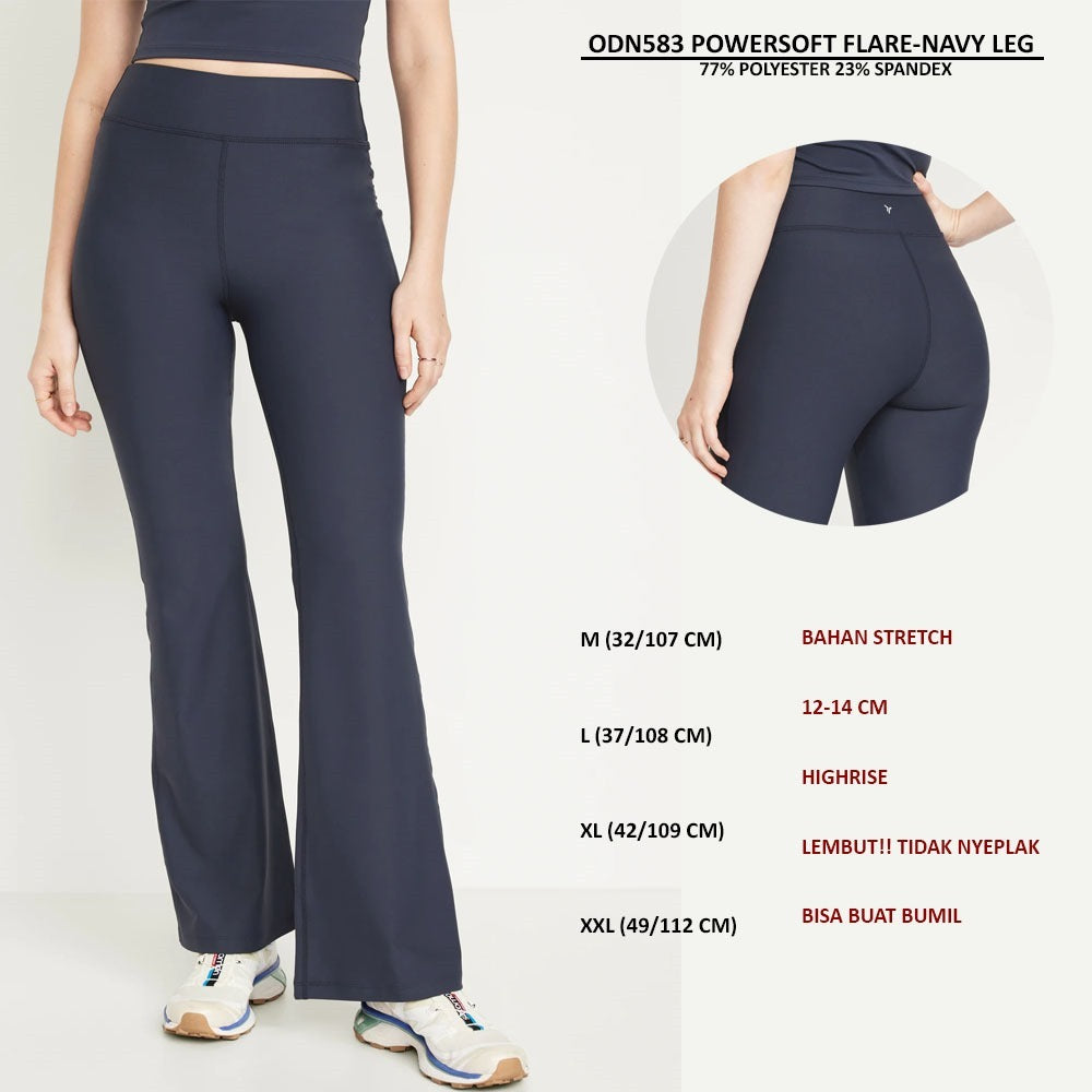 Celana Panjang Legging Wanita Bootcut Highrise Stretch (ODN583 POWERSOFT FLARE)
