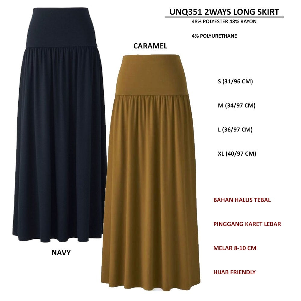Rok Midi Rampel Wanita (UNQ351 2WAYS LONG SKIRT)