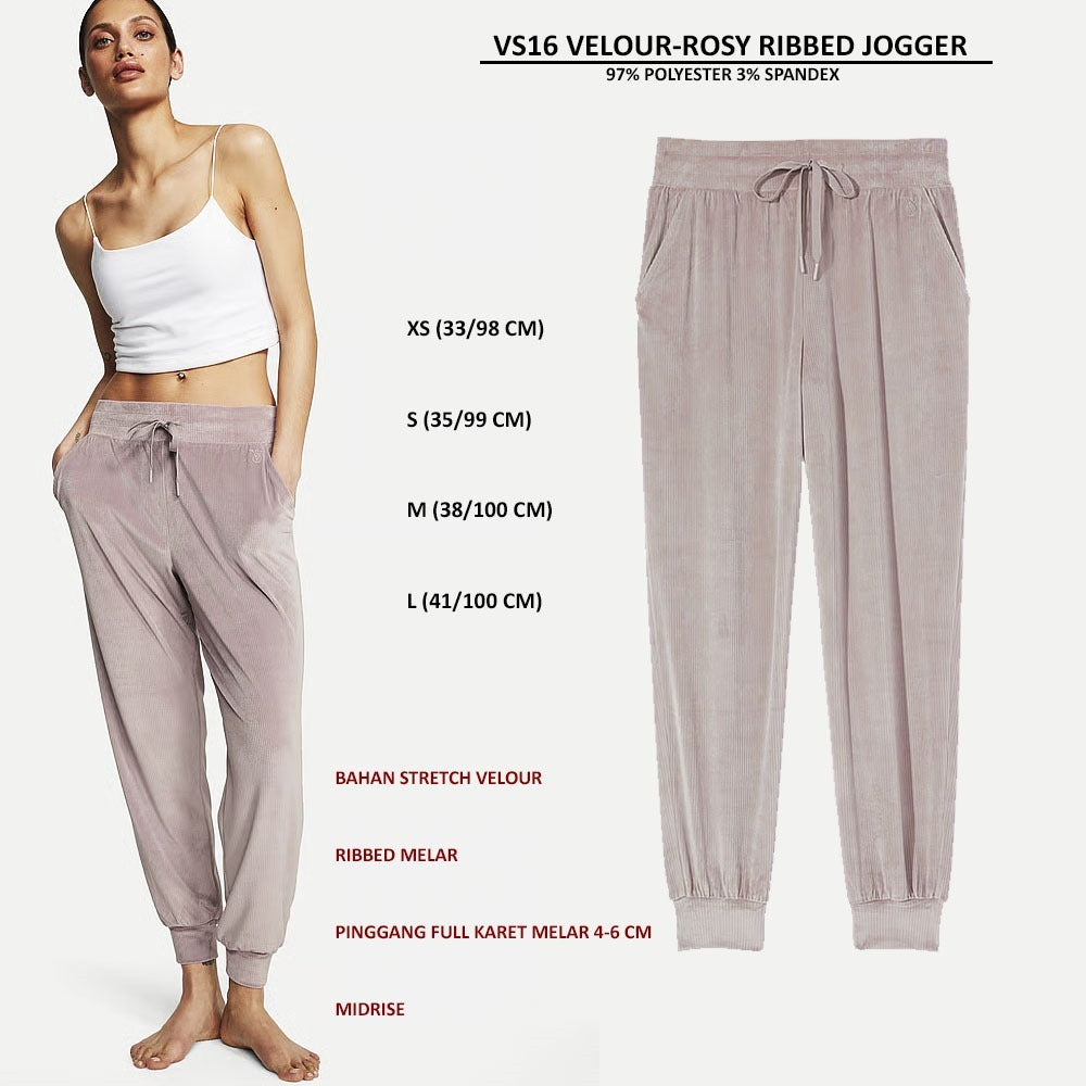 Celana Panjang Wanita Jogger Midrise Stretch (VS16 VELOUR RIBBED JOGGER)