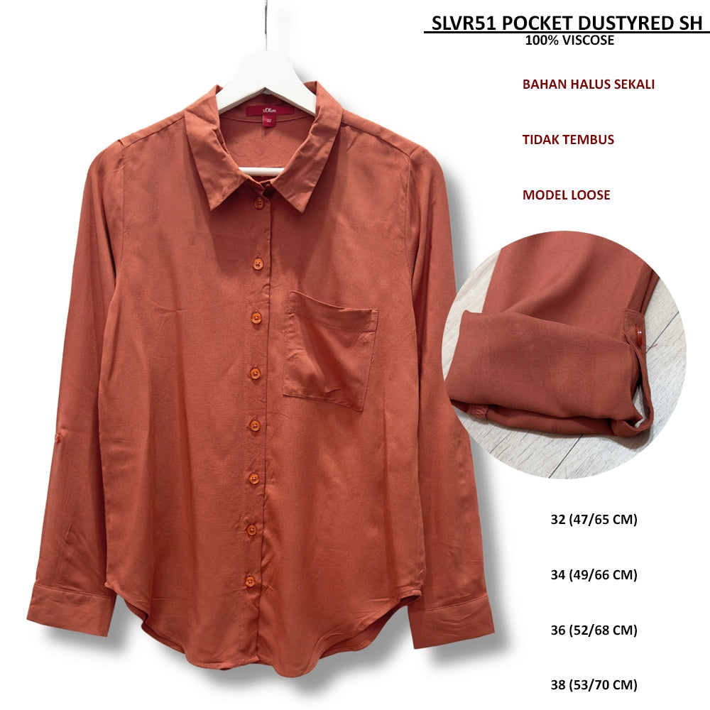Atasan Kemeja Wanita Lengan Panjang (SLVR51 POCKET DUSTYRED SH)