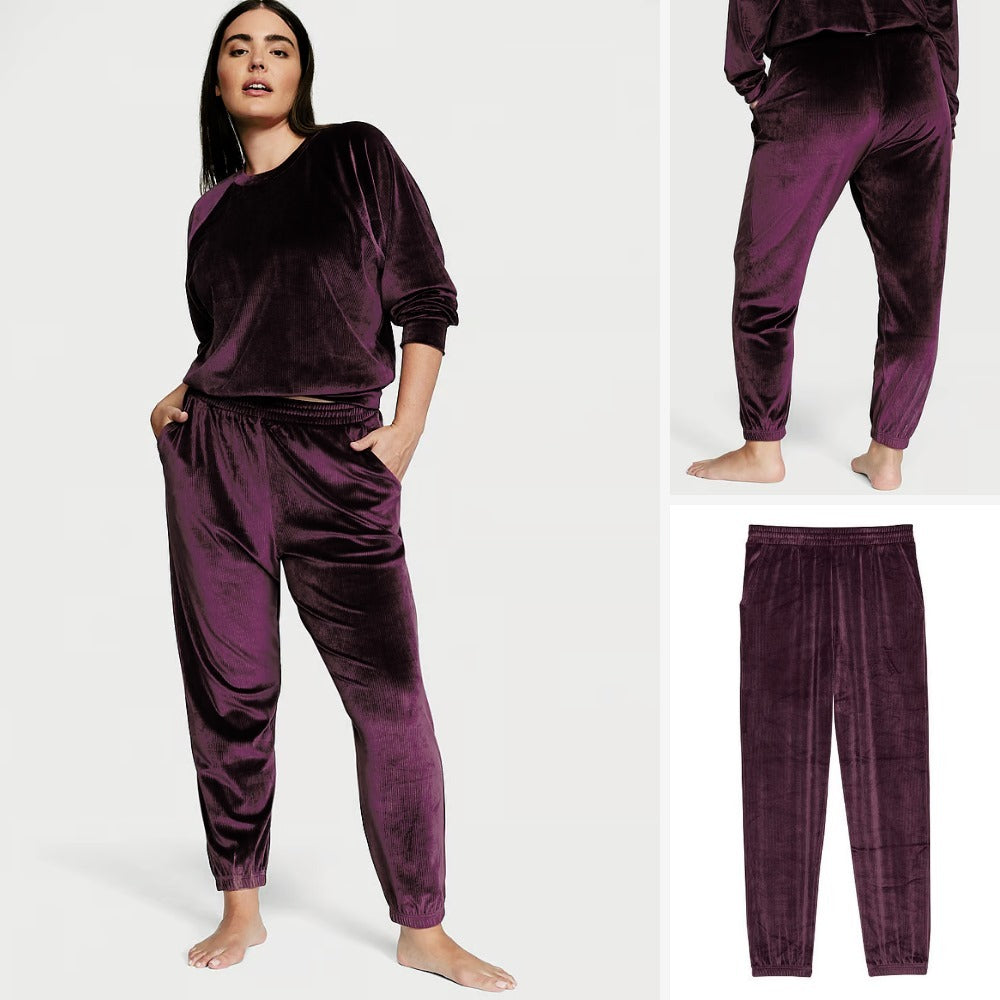 Celana Panjang Wanita Jogger Midrise Stretch (VS16 VELOUR RIBBED JOGGER)