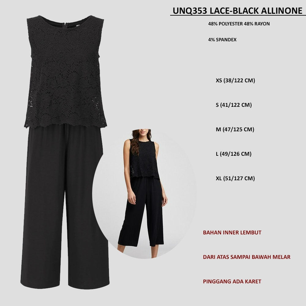 Jumpsuit Wanita Tanpa Lengan Brukat (UNQ353 LACE ALLINONE)