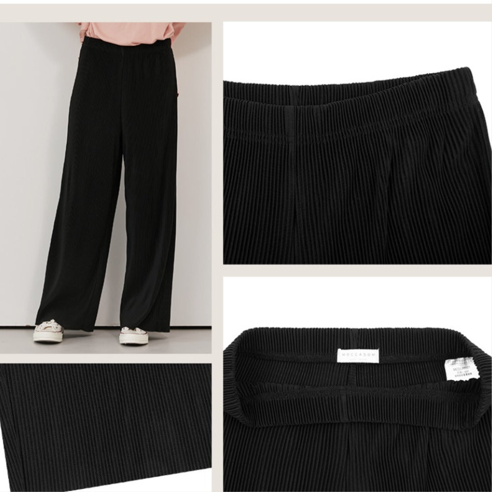 Celana Panjang Kulot Wanita Bahan Plisket Highrise (MSM02 PLT WIDE PANTS)