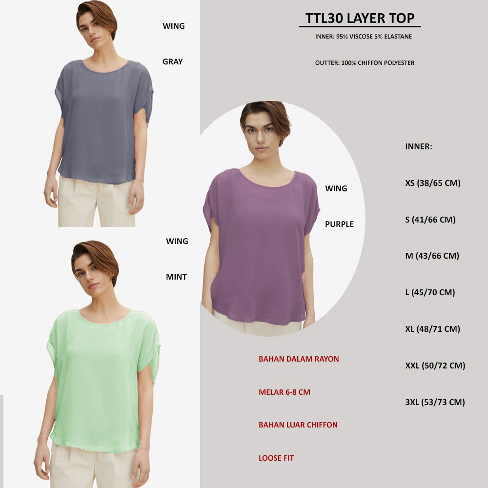 Atasan Blouse Wanita Lengan Pendek (TTL30 LAYER TOP)