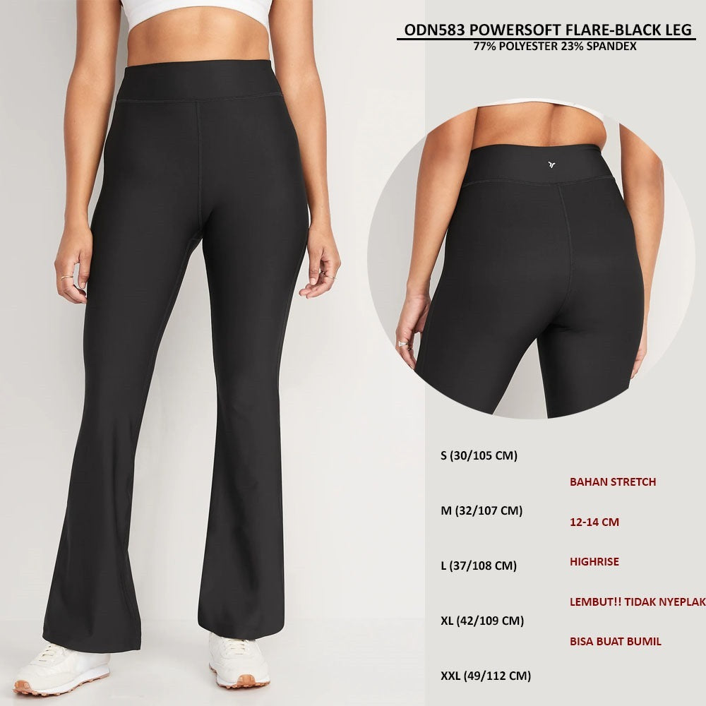 Celana Panjang Legging Wanita Bootcut Highrise Stretch (ODN583 POWERSOFT FLARE)