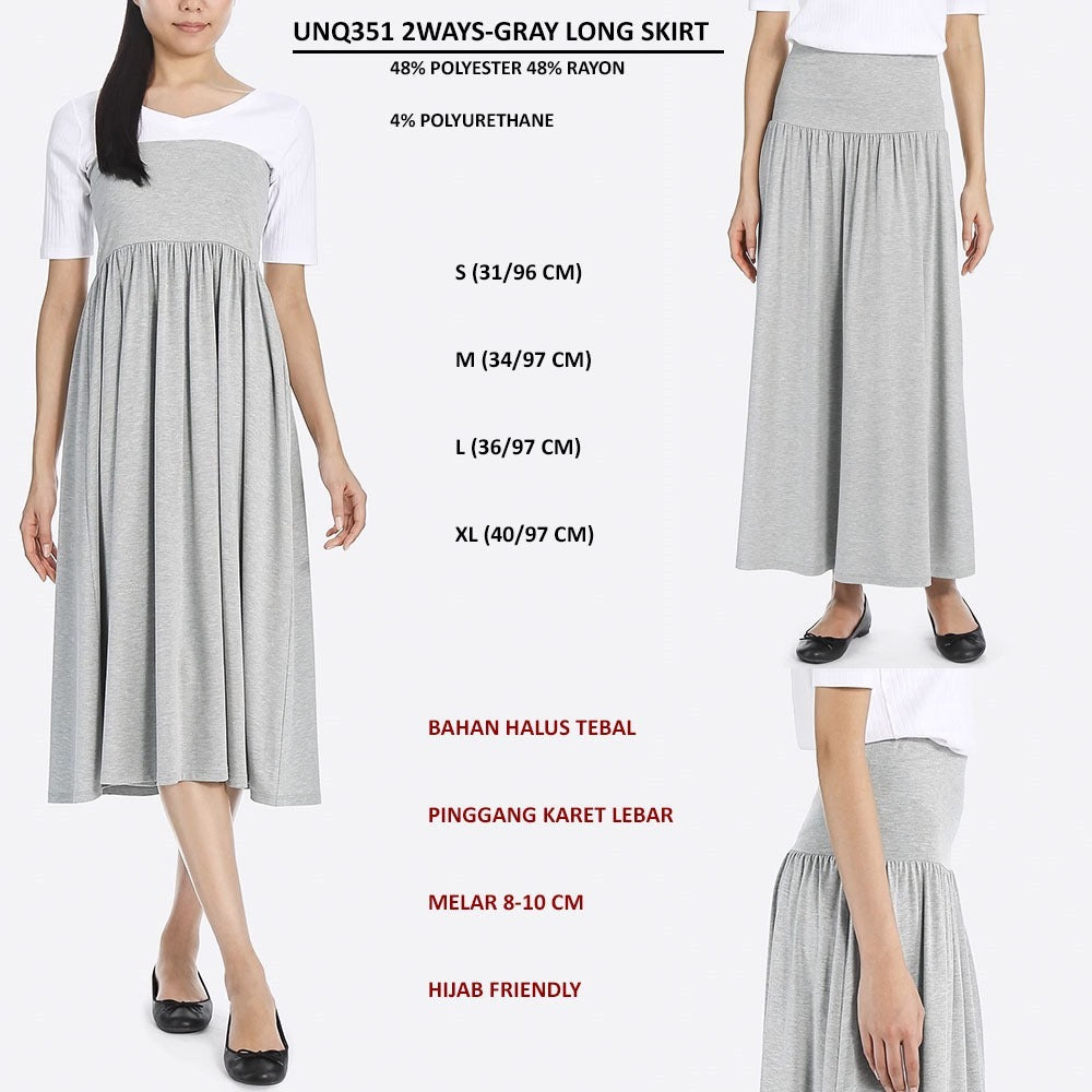 Rok Midi Rampel Wanita (UNQ351 2WAYS LONG SKIRT)