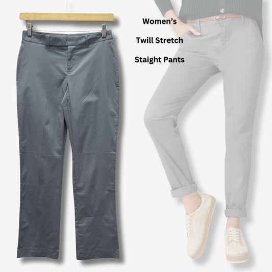 Celana Panjang Wanita Straight Soft Twill Stretch (ODN582 STRAIGHT CHINO-GRAY PANTS)
