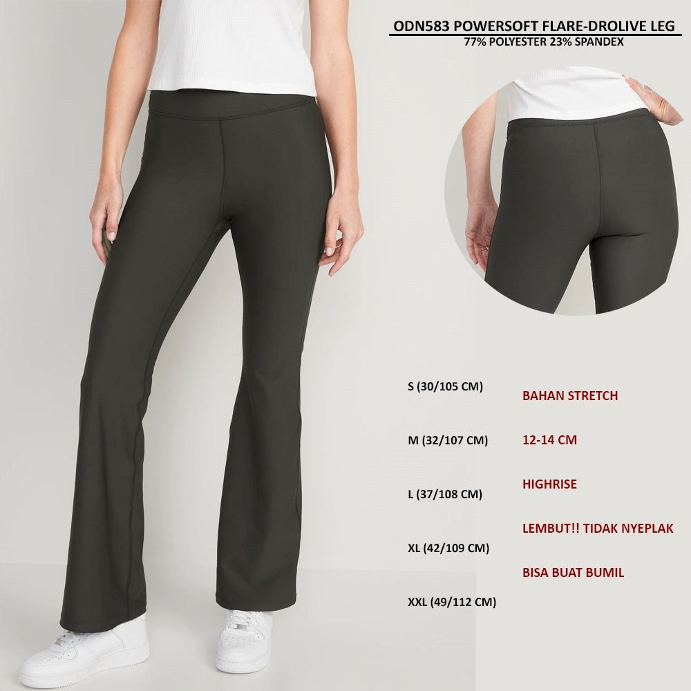 Celana Panjang Legging Wanita Bootcut Highrise Stretch (ODN583 POWERSOFT FLARE)