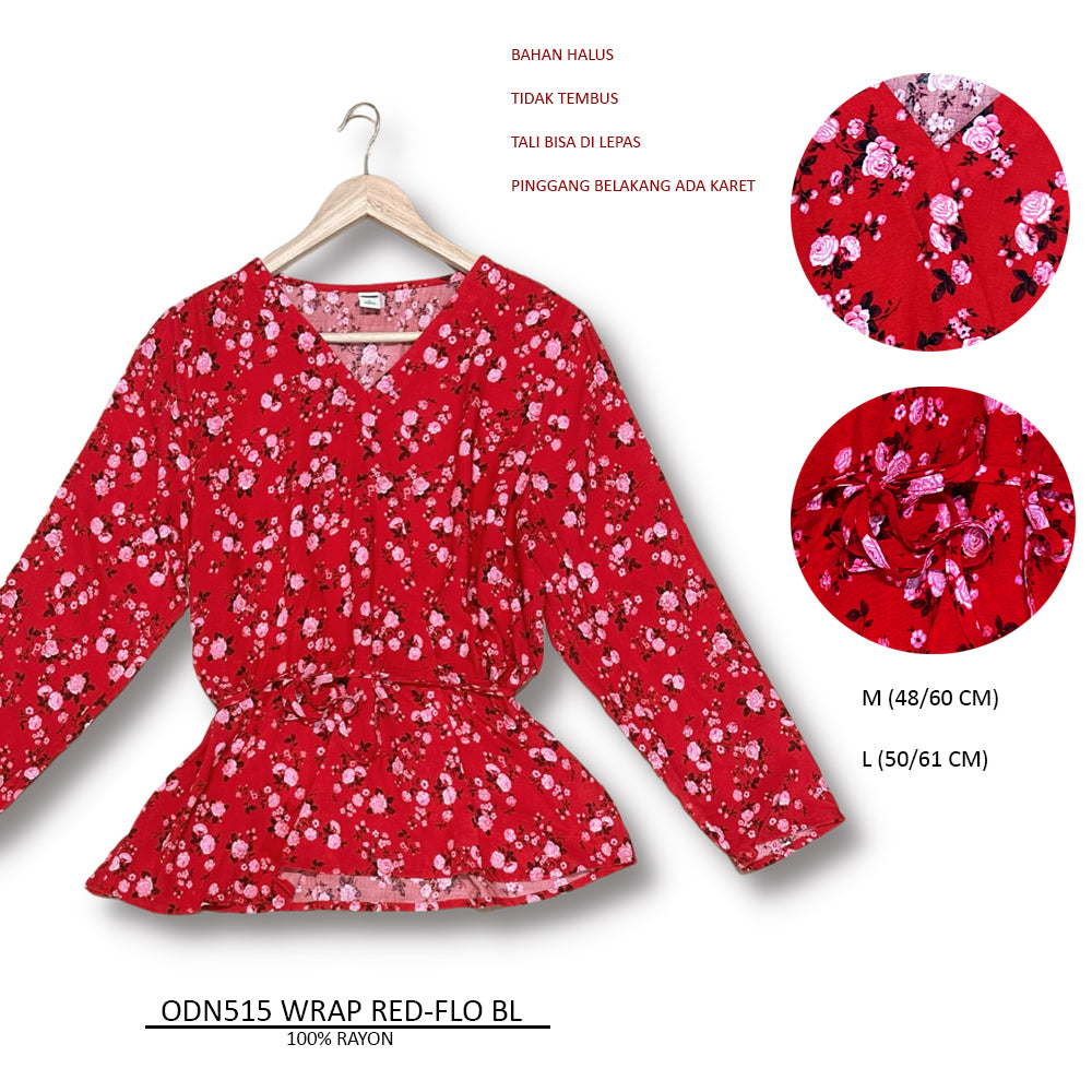 Atasan Blouse Wanita Lengan Panjang (ODN515 WARP BLOUSE)