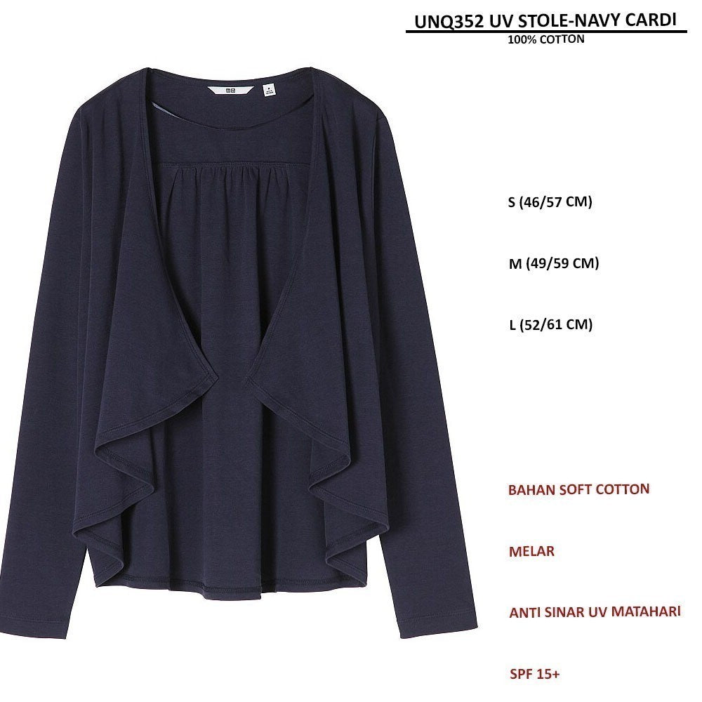 Cardigan Wanita Lengan Panjang Soft Cotton (UNQ352 UV STOLE CARDI)