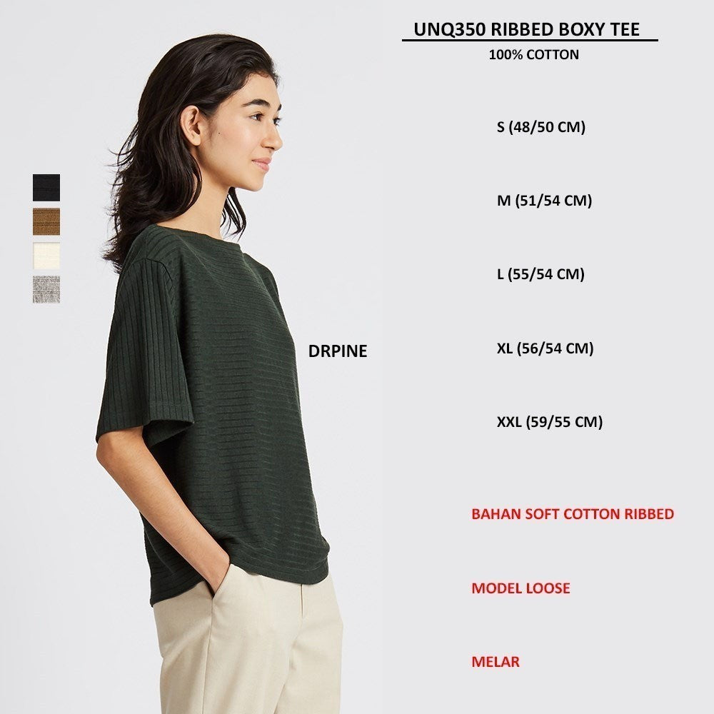 Atasan kaos Wanita Lengan Pendek Soft Cotton (UNQ350 RIBBED ROXY TEE)
