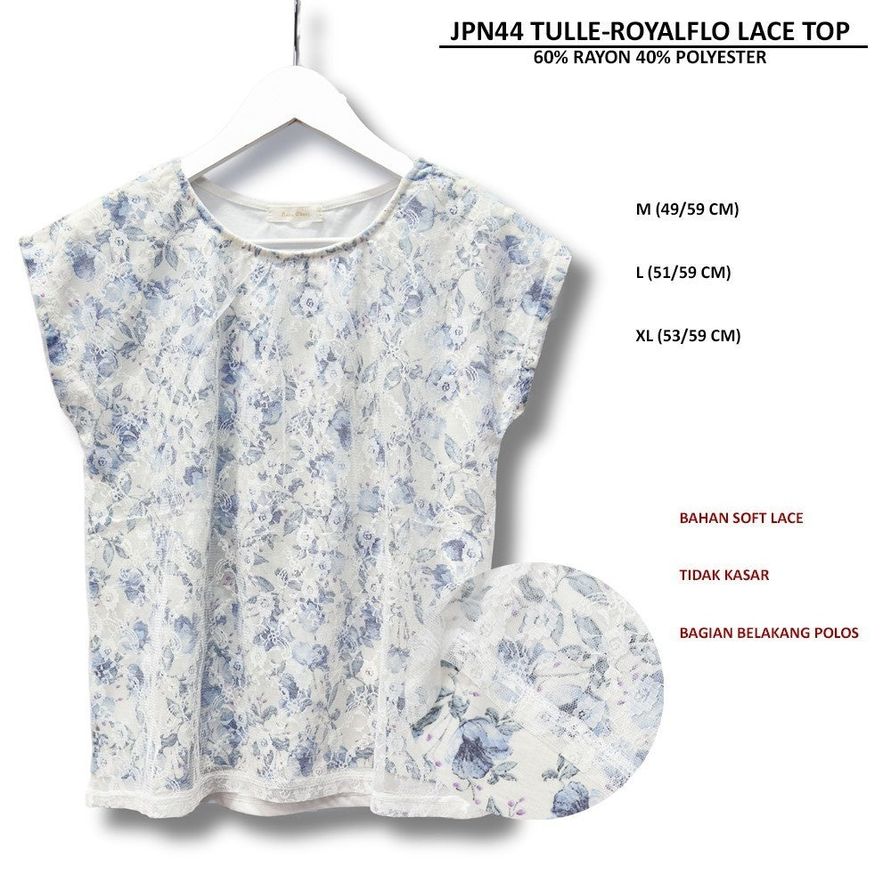 Atasan Kaos Wanita Lengan Pendek (JPN44 TULLE LACE TOP)