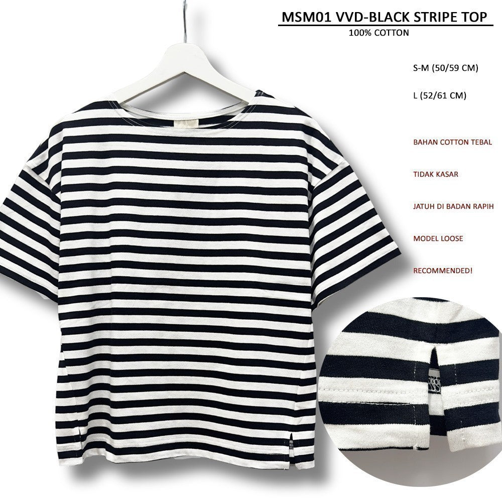 Atasan Kaos Wanita Lengan Pendek (MSM01 VVD STRIPE TEE)