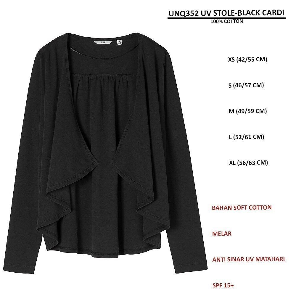 Cardigan Wanita Lengan Panjang Soft Cotton (UNQ352 UV STOLE CARDI)