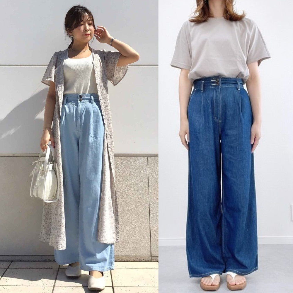 Celana Kulot Wanita Denim Highwaist (UNQ284 TUCK DENIM PANTS)