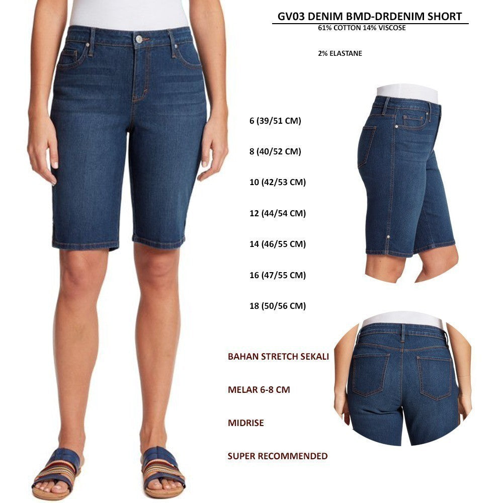 Celana Jeans Pendek Wanita Midrise Stretch (GV03 DENIM BMD SHORT)
