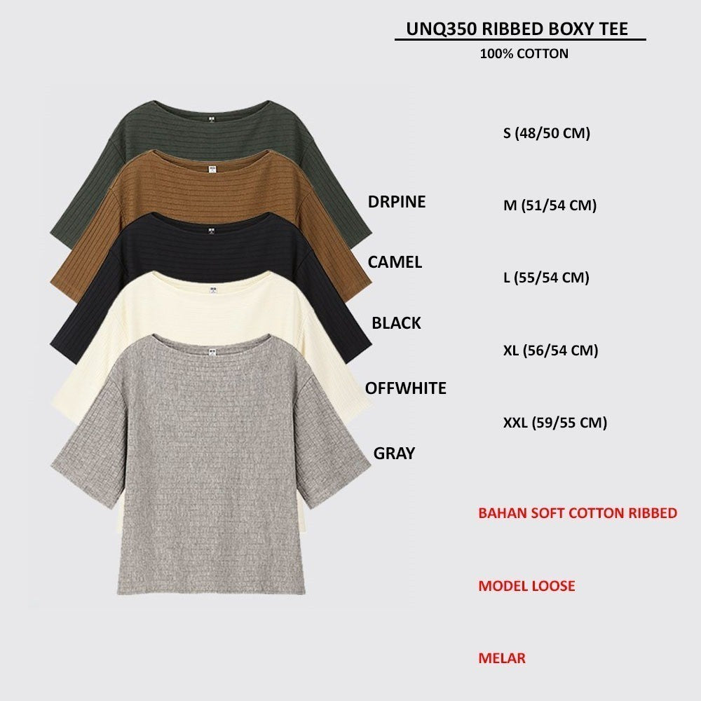Atasan kaos Wanita Lengan Pendek Soft Cotton (UNQ350 RIBBED ROXY TEE)