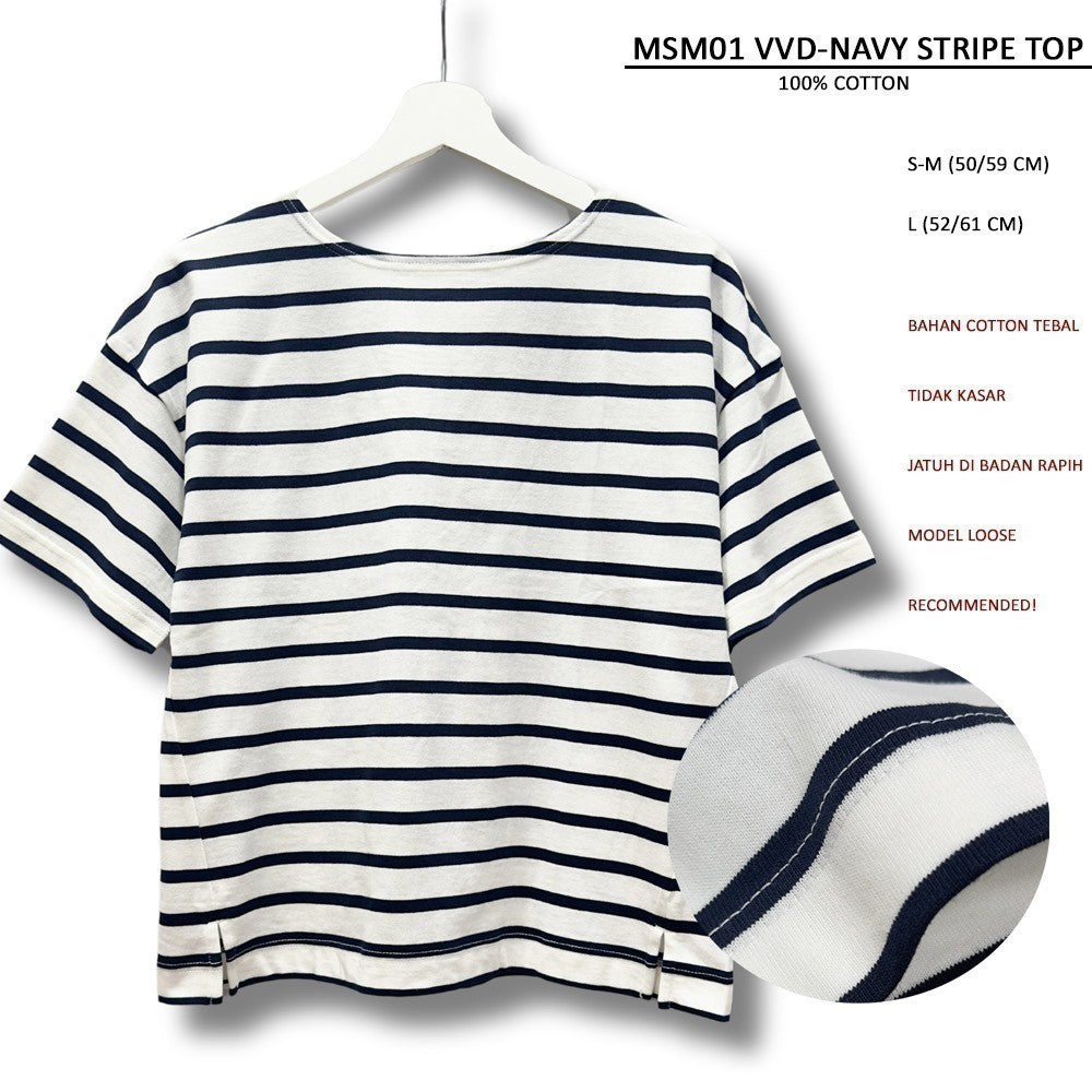 Atasan Kaos Wanita Lengan Pendek (MSM01 VVD STRIPE TEE)