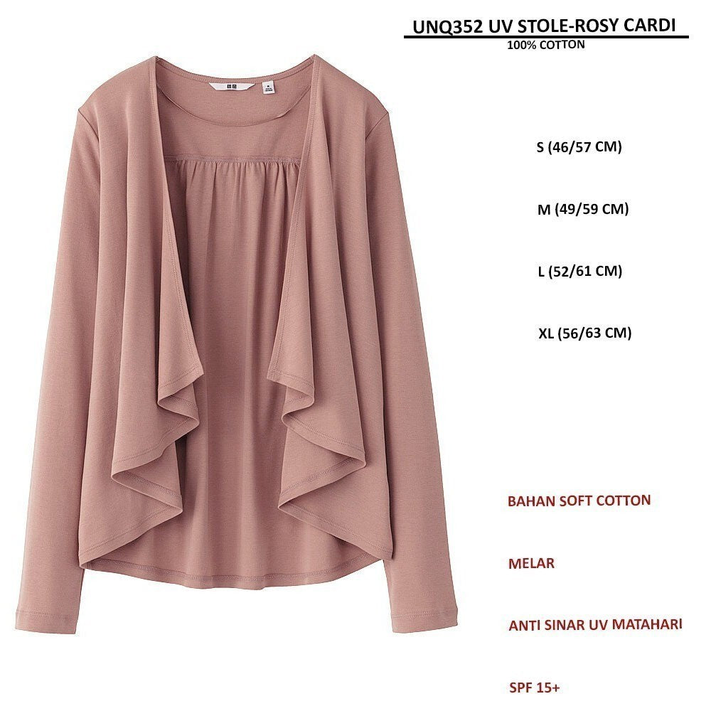 Cardigan Wanita Lengan Panjang Soft Cotton (UNQ352 UV STOLE CARDI)