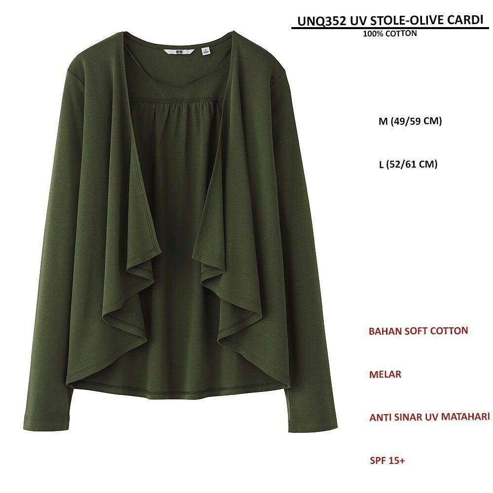 Cardigan Wanita Lengan Panjang Soft Cotton (UNQ352 UV STOLE CARDI)