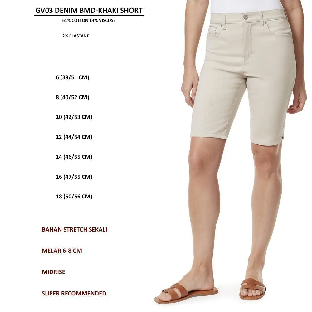 Celana Jeans Pendek Wanita Midrise Stretch (GV03 DENIM BMD SHORT)