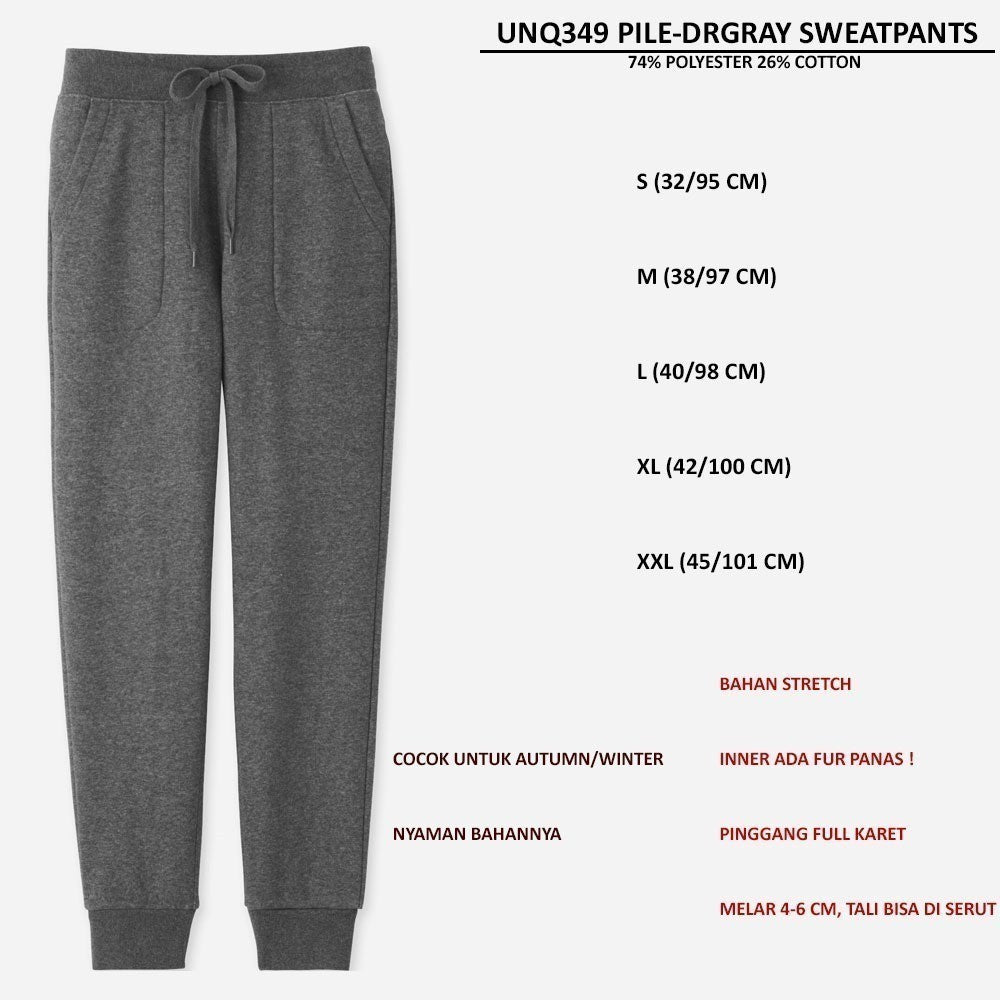 Celana Panjang Jogger Wanita (UNQ349 PILE SWEATPANTS)