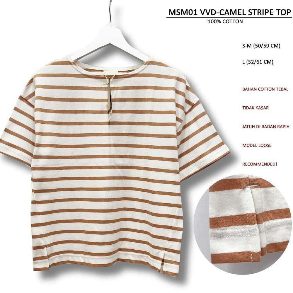 Atasan Kaos Wanita Lengan Pendek (MSM01 VVD STRIPE TEE)