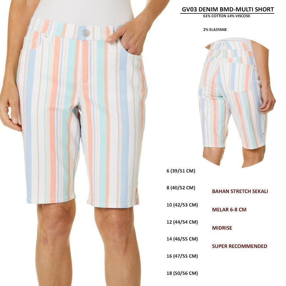 Celana Jeans Pendek Wanita Midrise Stretch (GV03 DENIM BMD SHORT)