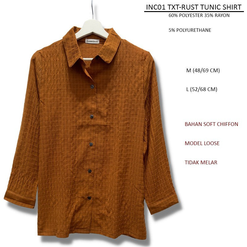 Atasan Kemeja Kasual Wanita Lengan Panjang Soft Chiffon (INC02 TXT TUNIC SHIRT)