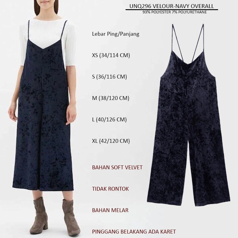 Jumpsuit Wanita Tanpa Lengan Soft Velvet (UNQ296 VELOUR OVERALL)