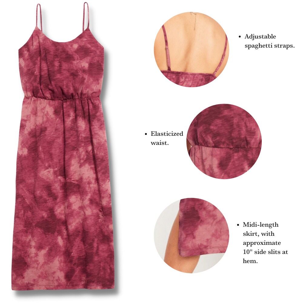 Dress Midi Wanita Kasual TieDyed Satu Tali Slit (ODN421 SLUB MIDI)