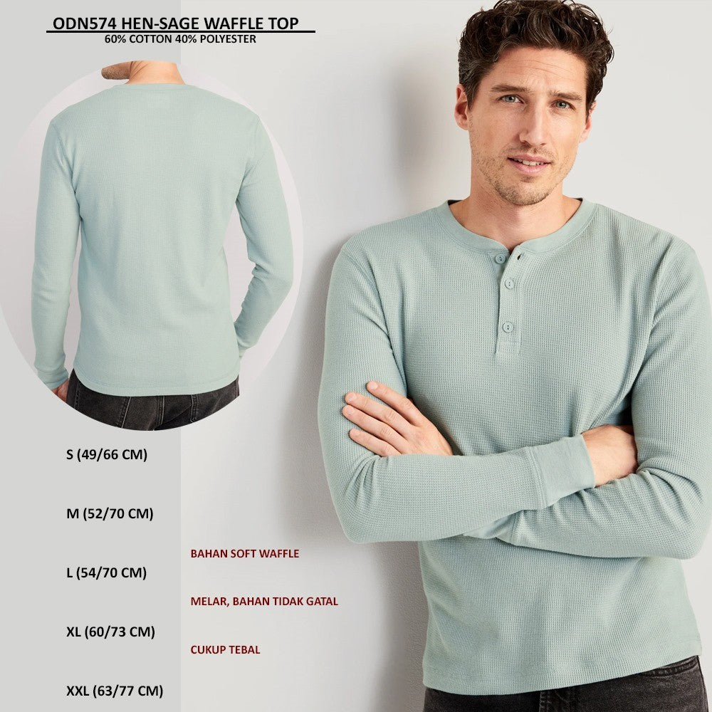 Atasan Kaos Pria Lengan Panjang Soft Waffle (ODN574 WAFFLE TOP)