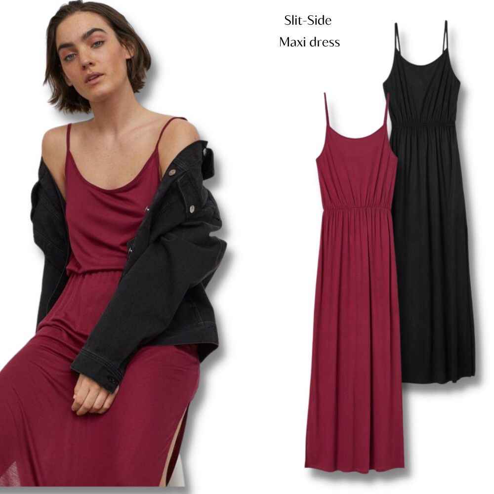 Dress Maxi Casual Wanita Tanpa Lengan (HMD474 SLIT MAXI DR)